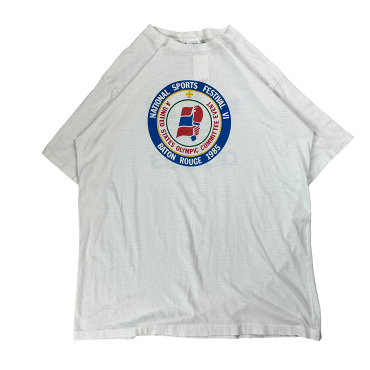 Vintage 1985 Adidas Olympic USA White Tee