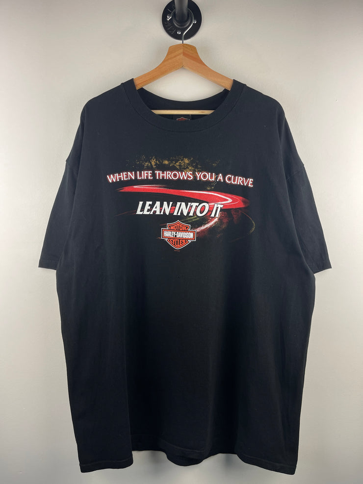 Vintage Harley Davidson When Life Throws You A Cure Lean Into It Black Tee