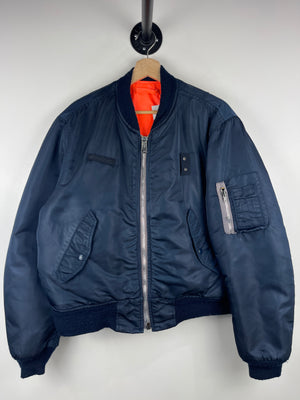 Vintage 90s MA-1 Flight Bomber Navy & Orange Reversible Jacket