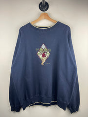 Vintage 90s Golf Player Embroidered Navy Crewneck