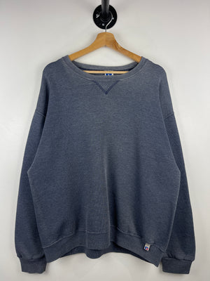 Vintage 90s Russell Athletic Blank Faded Dark Blue Crewneck