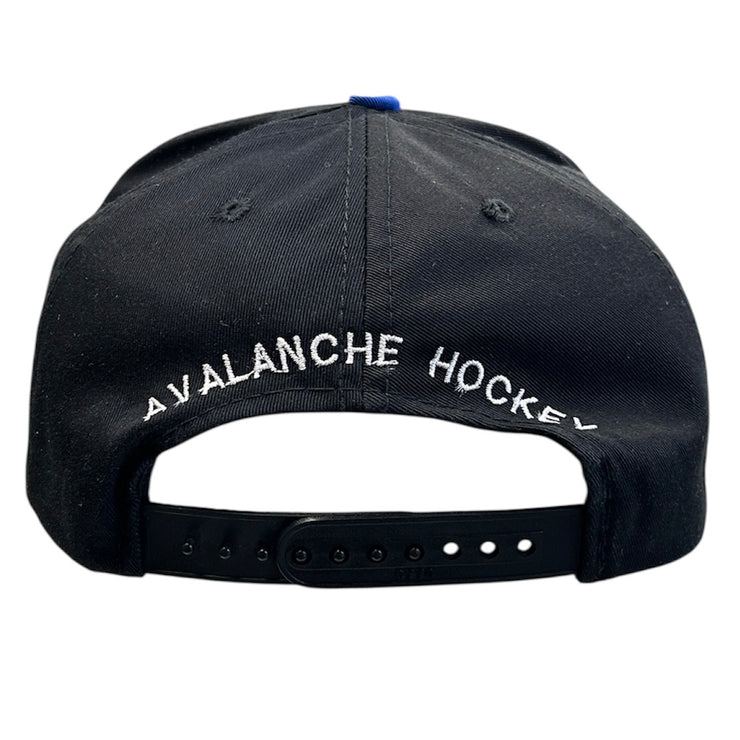Vintage 90s Avalanche Hockey Black & Blue Snapback Hat