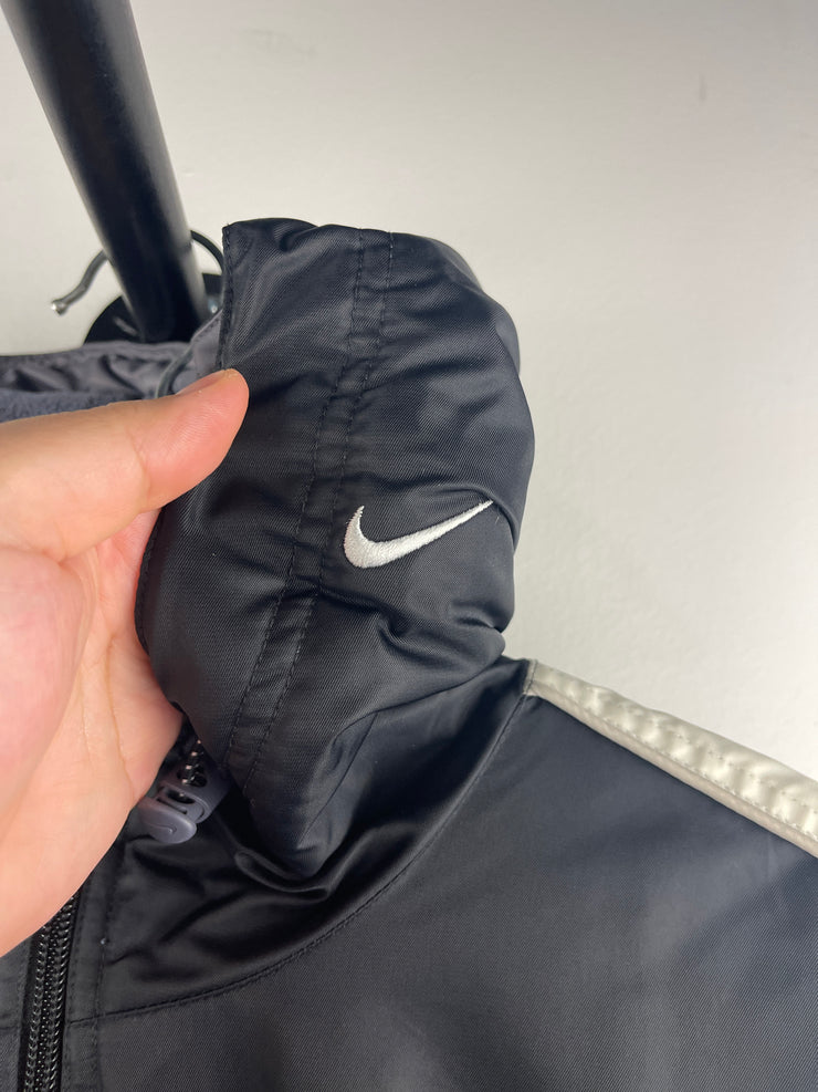 Vintage Nike Swoosh Fleece Lined Black Hooded Jacket