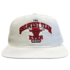 Vintage 90s NBA Starter Chicago Bulls The Greatest Team Ever White Snapback Hat