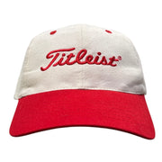 Vintage 90s Titleist Golf Script White & Red Strapback Hat