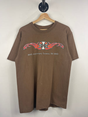Vintage 2003 Motorcycle Rally Laconia New Hampshire Flames Brown Tee