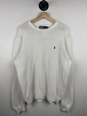 Vintage 90s Polo Ralph Lauren White Knit Sweater