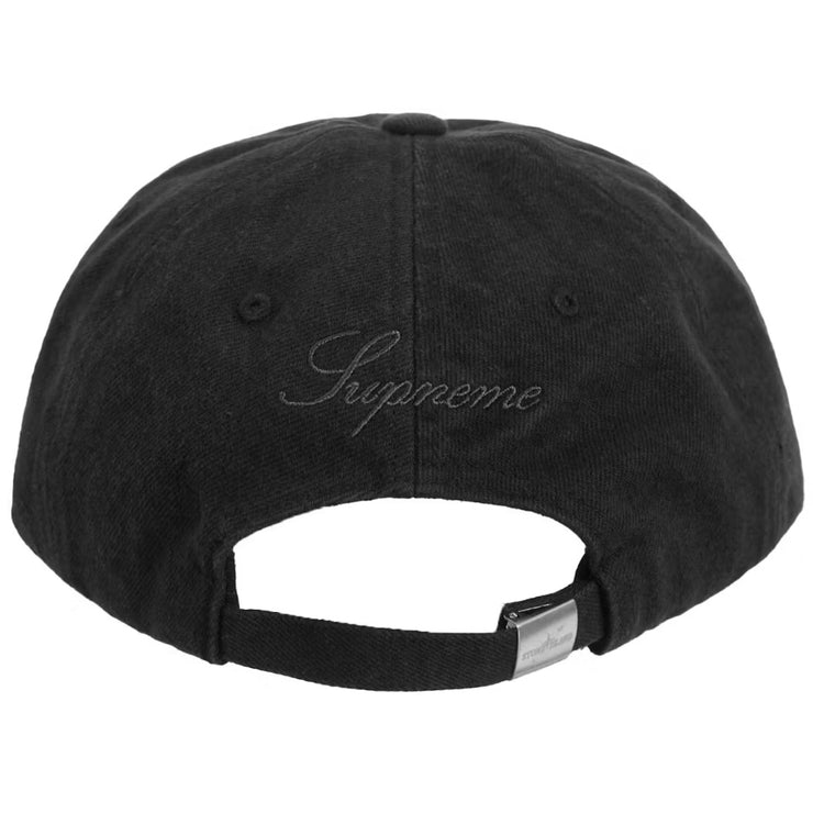 Supreme X Stone Island FW23 Black Denim 6 Panel Strapback Hat