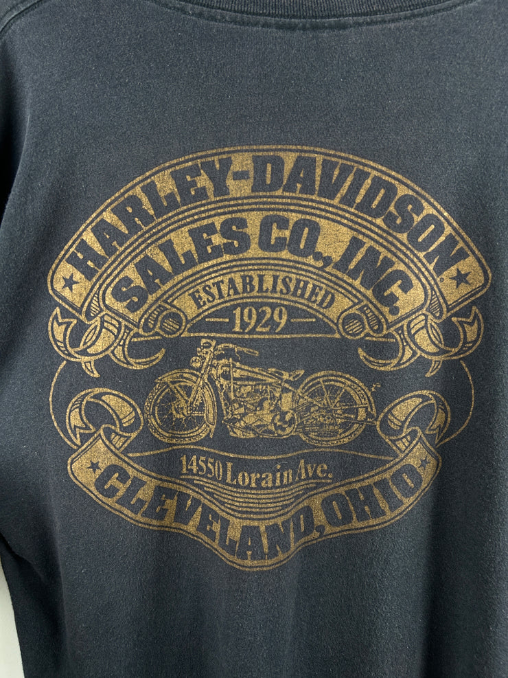 Vintage 90s Harley Davidson Dagger Knife Eagle Ohio Black Long Sleeve
