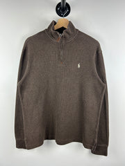 Vintage 90s Polo Ralph Lauren Brown Quarter Zip Sweater