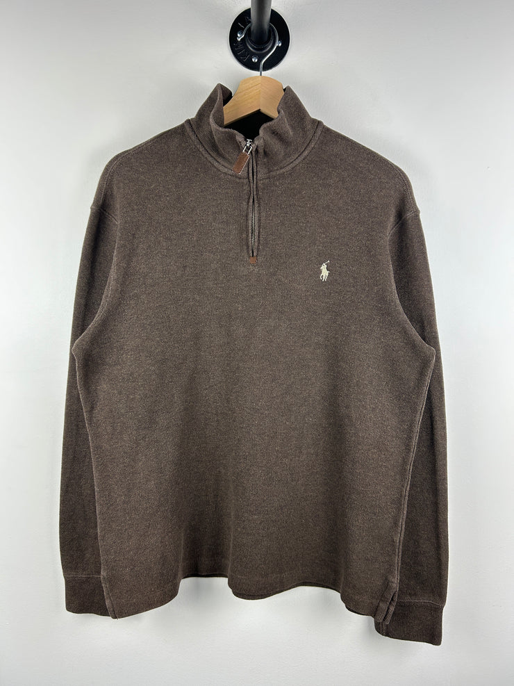 Vintage 90s Polo Ralph Lauren Brown Quarter Zip Sweater
