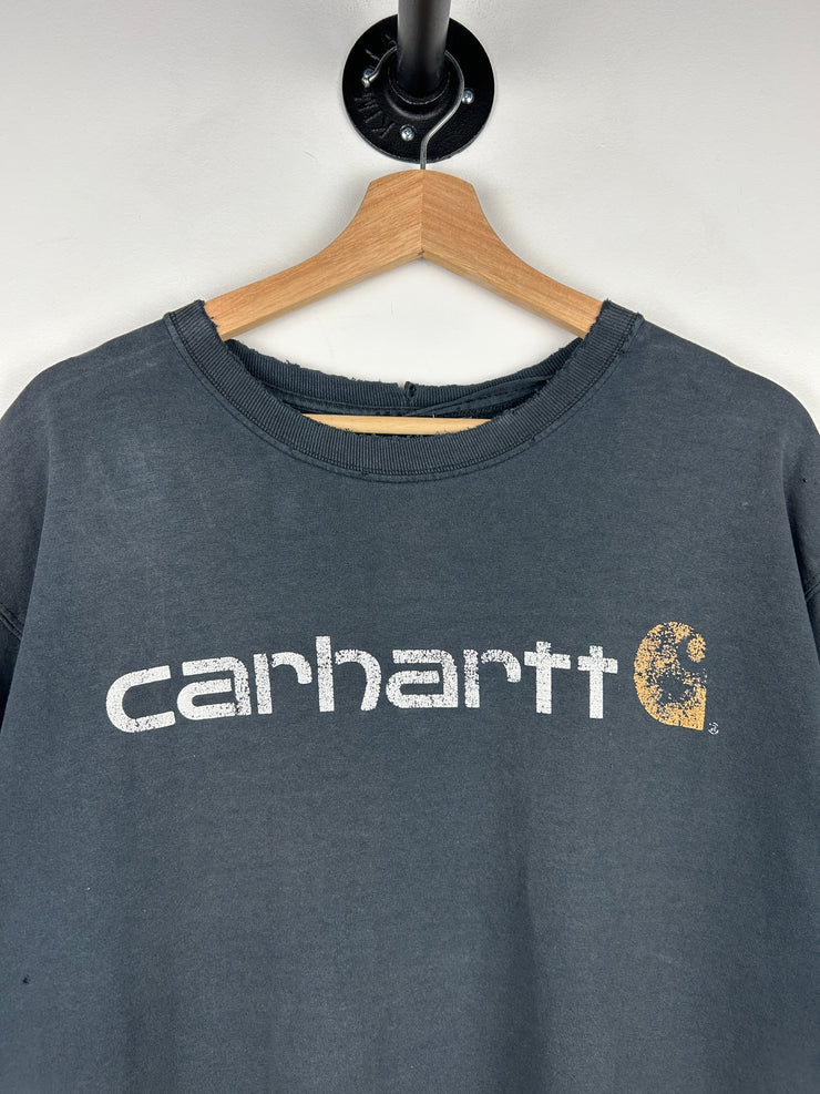 Vintage Carhartt Spellout Thrashed Black Tee