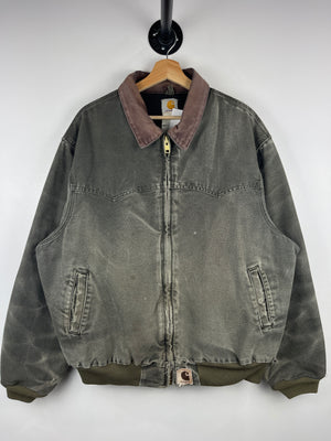 Vintage 90s Carhartt Santa Fe Faded Green Bomber Work Jacket