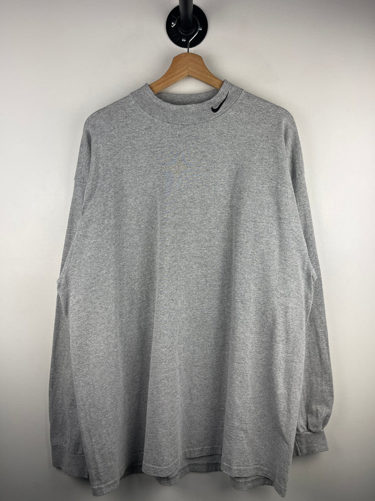 Vintage 90s Nike Golf Swoosh Mock Neck Grey Long Sleeve