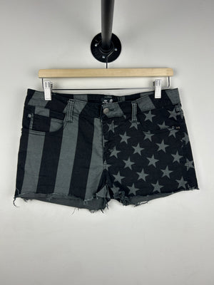 Vintage Royal Bones Tripp NYC Women's Black & Grey American Flag Mini Shorts