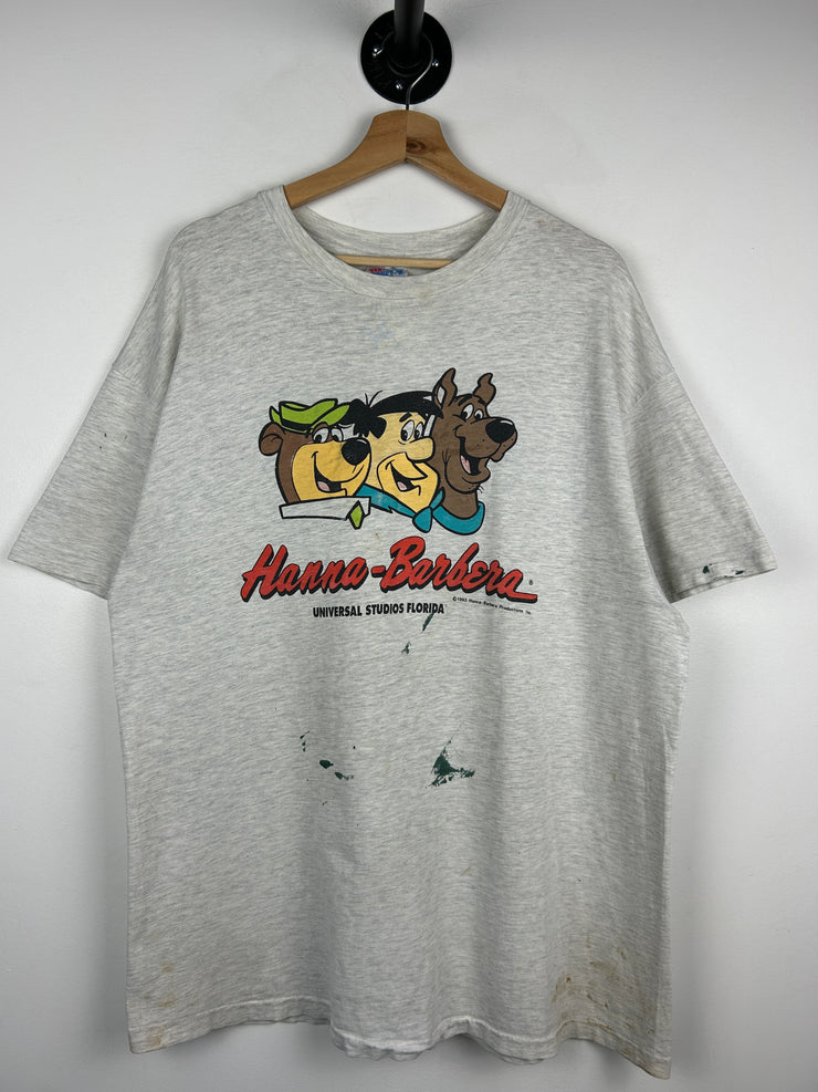 Vintage 90s Hanna Barbera Yogi Bear Flintstones Scooby Doo Grey Tee