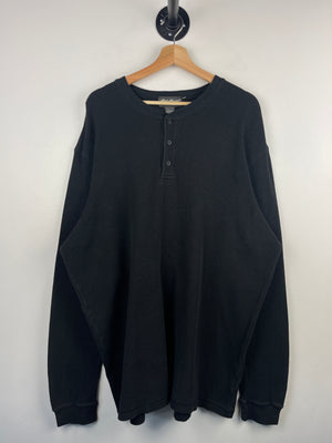 Vintage Eddie Bauer Black Thermal Henley Long Sleeve