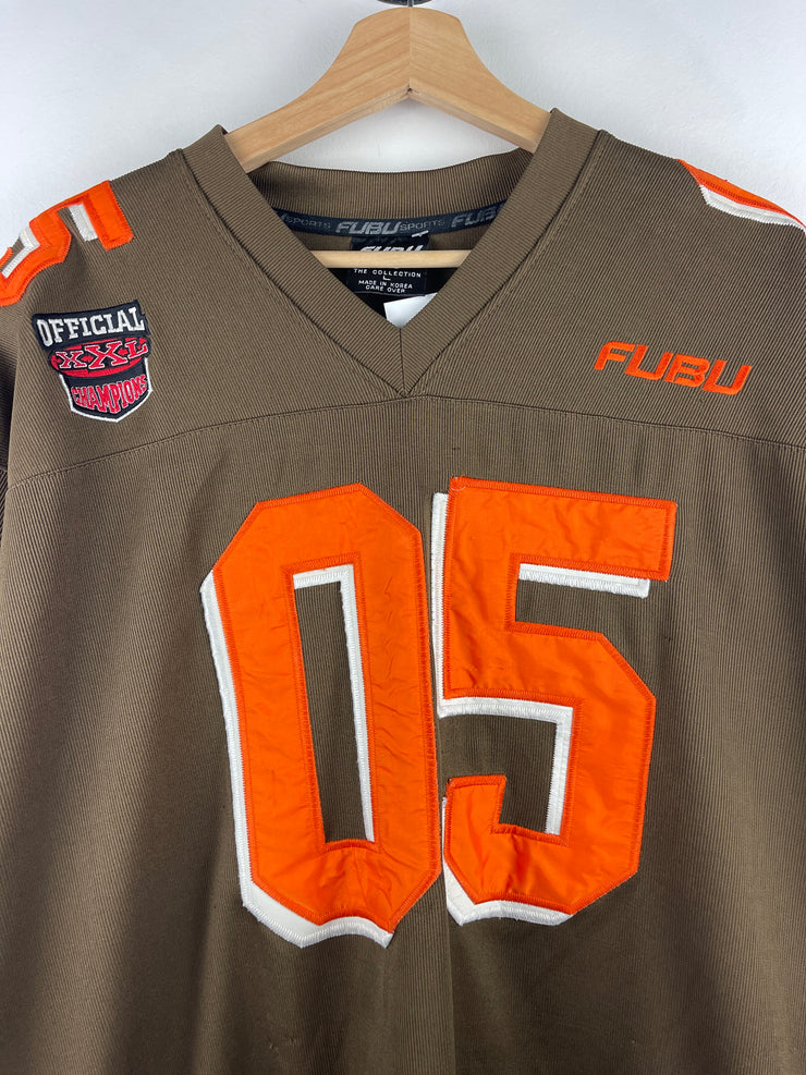 Vintage Y2K Fubu Embroidered Brown & Orange Football Jersey