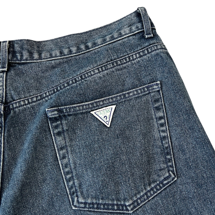 Vintage 90s Guess Baggy Dark Wash Blue Denim Shorts