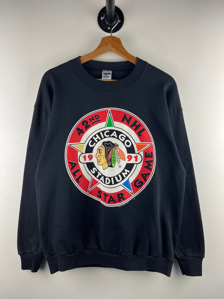 Vintage 90s NHL Chicago Blackhawks Black Crewneck