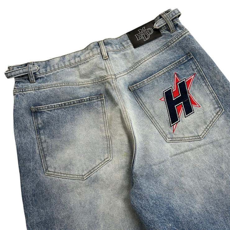 Happy Memories Don’t Die H Star Distressed Wide Leg Baggy Jeans