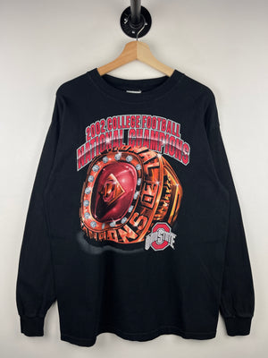 Vintage 2002 Ohio State Football National Champions Ring Black Long Sleeve