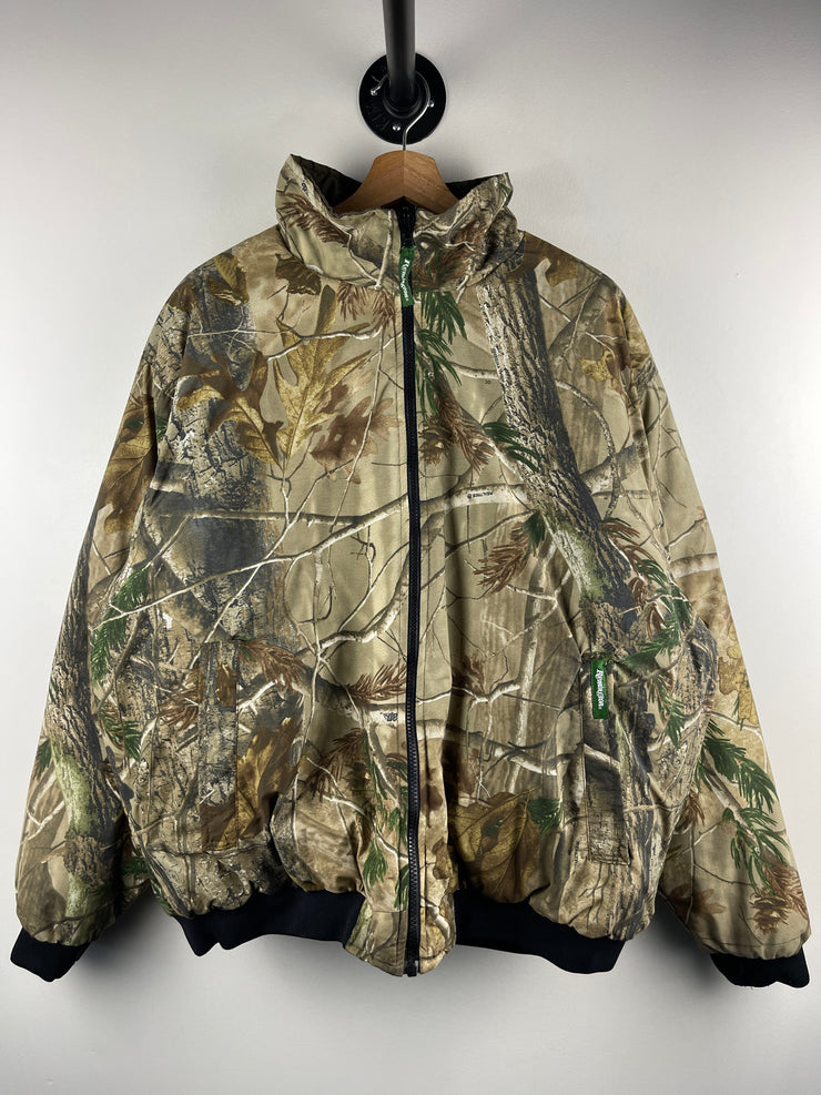 Vintage Remington Real Tree Camo & Olive Reversible Insulated Bomber Jacket