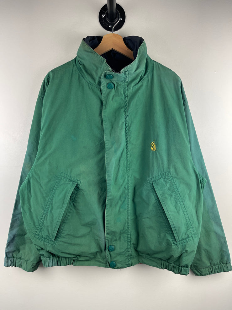 Vintage 90s Nautica Sport Green & Navy Reversible Bomber Jacket