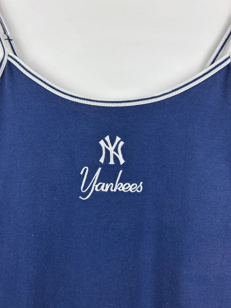 Vintage MLB New York Yankees Embroidered Spellout Navy Women’s Tank Top