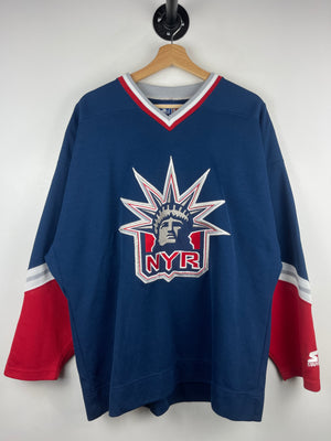 Vintage NHL Starter New York Rangers Lady Liberty Navy Hockey Jersey