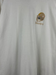 Vintage 90s NFL Russell Athletic Pittsburgh Steelers Embroidered White Tee