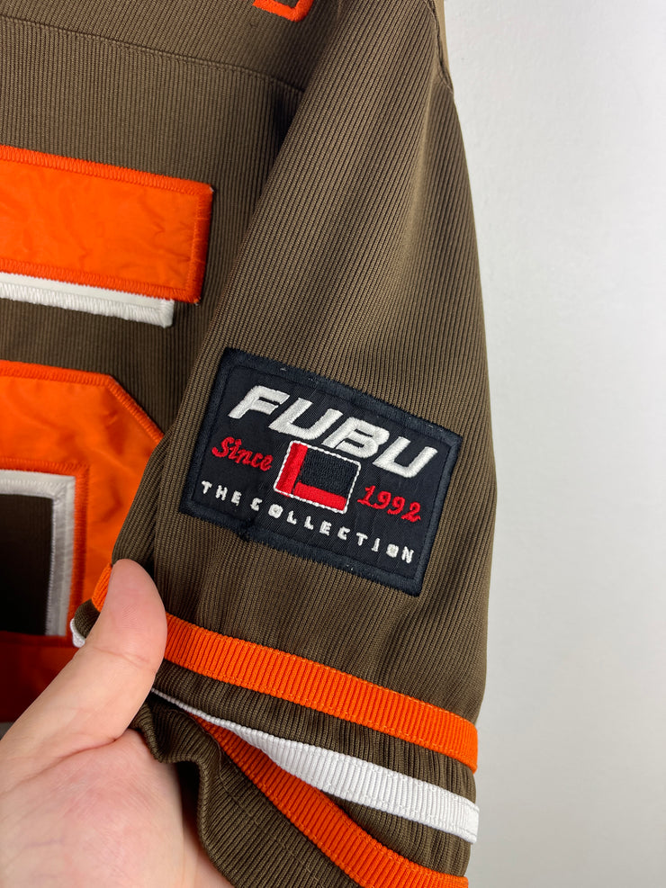 Vintage Y2K Fubu Embroidered Brown & Orange Football Jersey