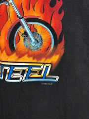 Vintage 90s Harley Davidson One Hot Piece Of Steel Flames Black Tee