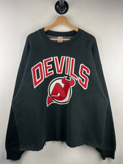 Vintage 90s NHL New Jersey Devils Embroidered Black Crewneck