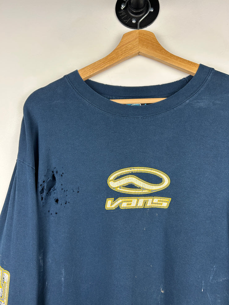 Vintage 90s Vans Skateboarding Thrashed Navy Long Sleeve