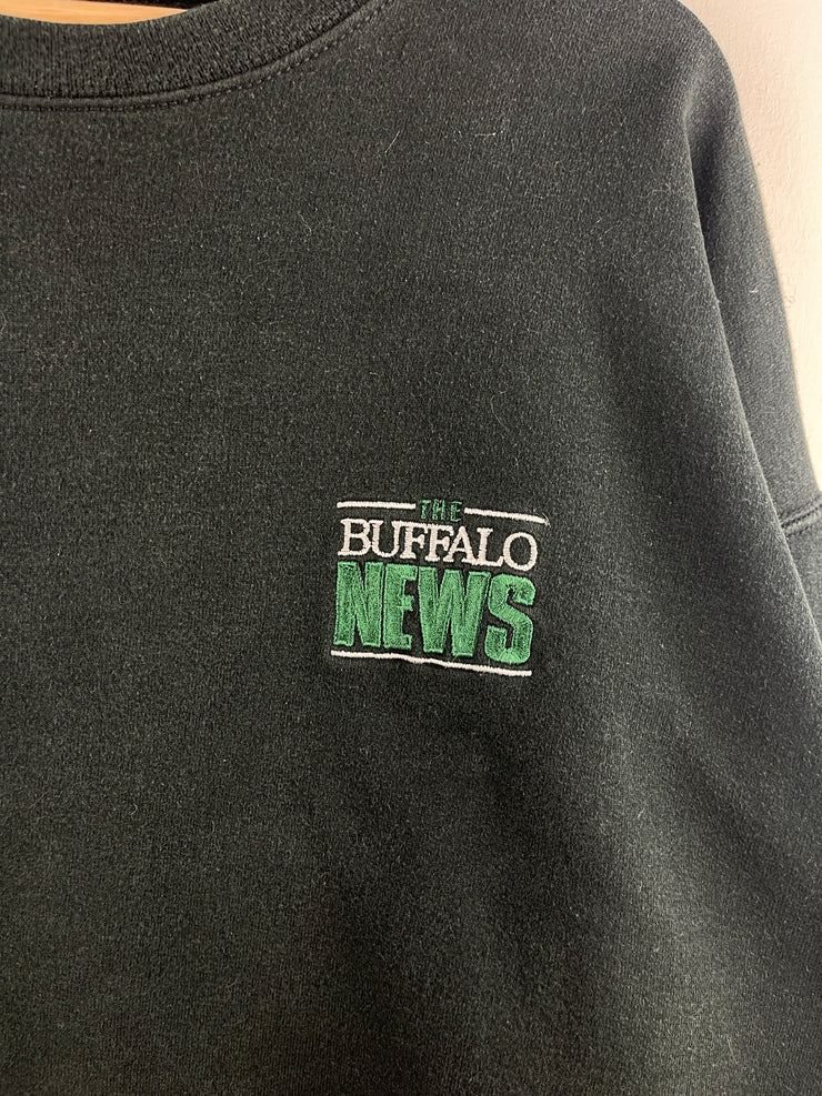 Vintage 90s The Buffalo News Embroidered Black Crewneck
