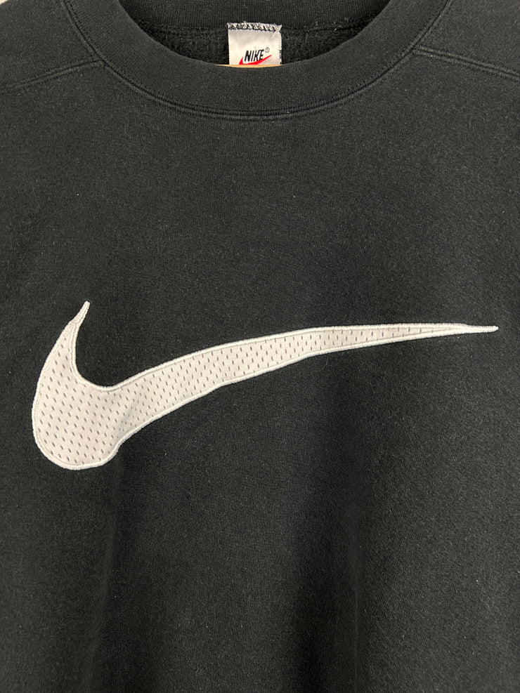 Vintage 90s Nike Big Swoosh Black Crewneck