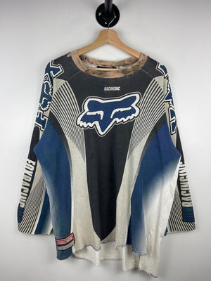 Vintage 90s Fox Racing Blue & Black Racing Long Sleeve Jersey