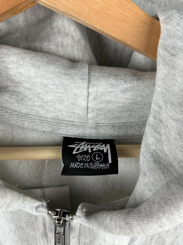 Stussy Script Ash Heather Grey Zip Up Hoodie
