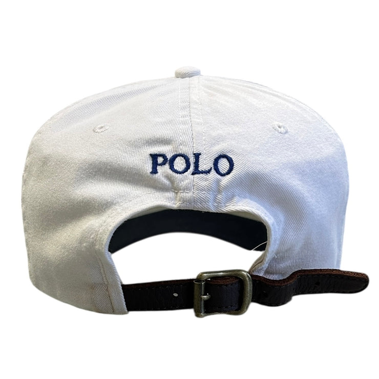 Vintage Polo Ralph Lauren White Leather Strapback Hat