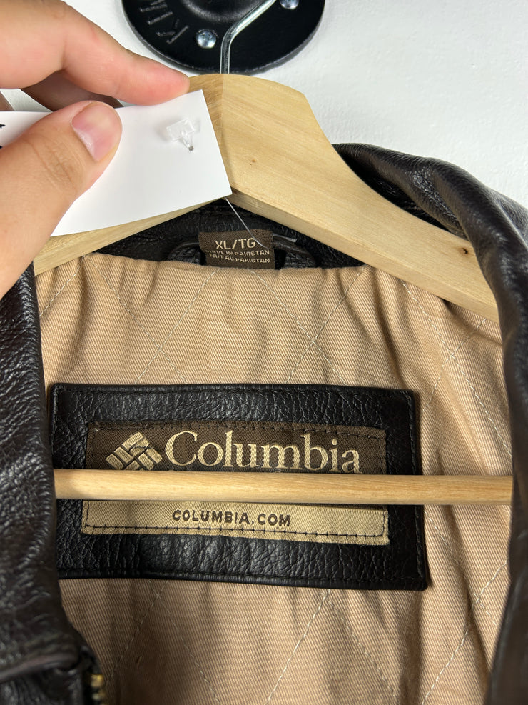 Vintage Columbia Brown Leather Straight Cut Jacket
