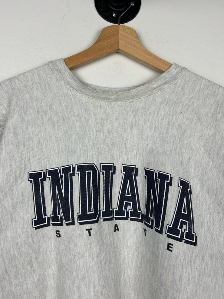 Vintage 90s Indiana State University Reverse Weave Grey Crewneck