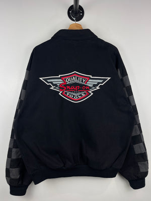 Vintage Snap On Racing Tools Checkered Flag Black Racing Jacket