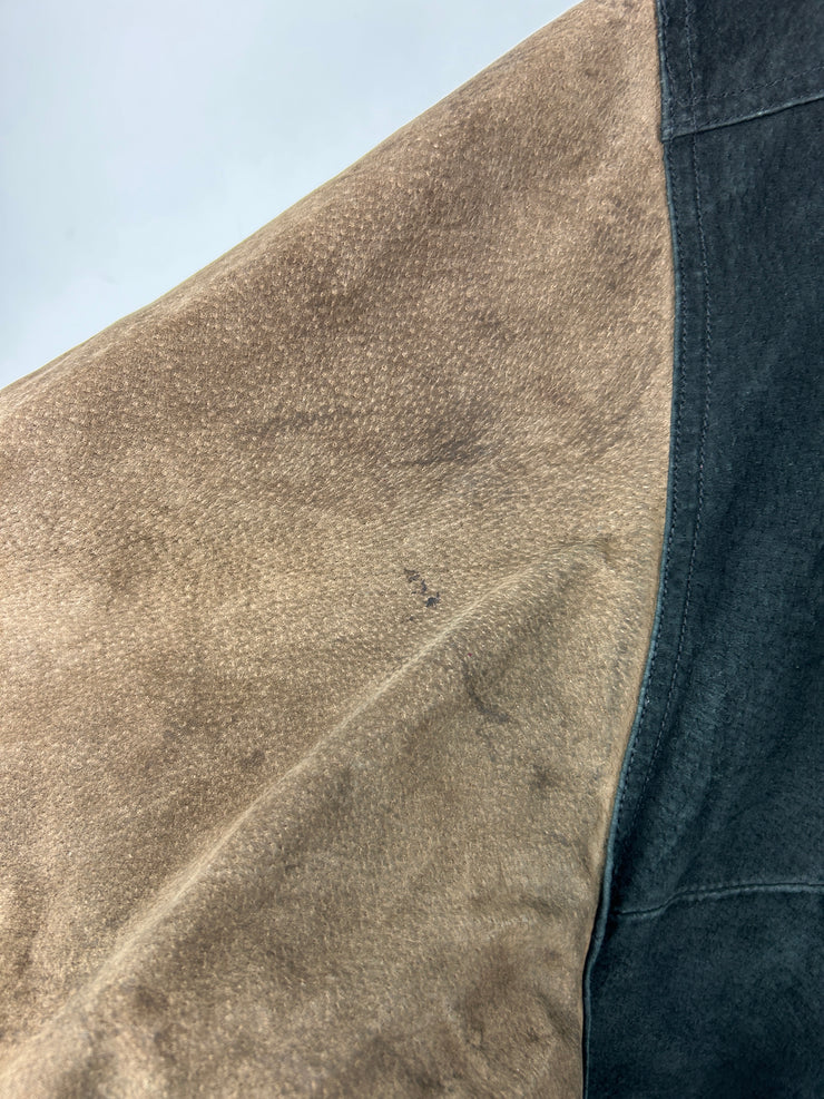 Vintage Free Country Black & Brown Suede Varsity Bomber Jacket