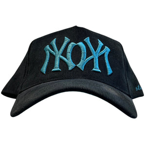 Studio 1999 NY Double Logo Black & Teal Corduroy Snapback Hat
