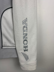 Vintage Honda White & Grey Zip Up Hooded Fleece Sweater
