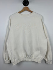 Vintage 90s Mickey & Co. Embroidered Terry Cloth Cream Crewneck