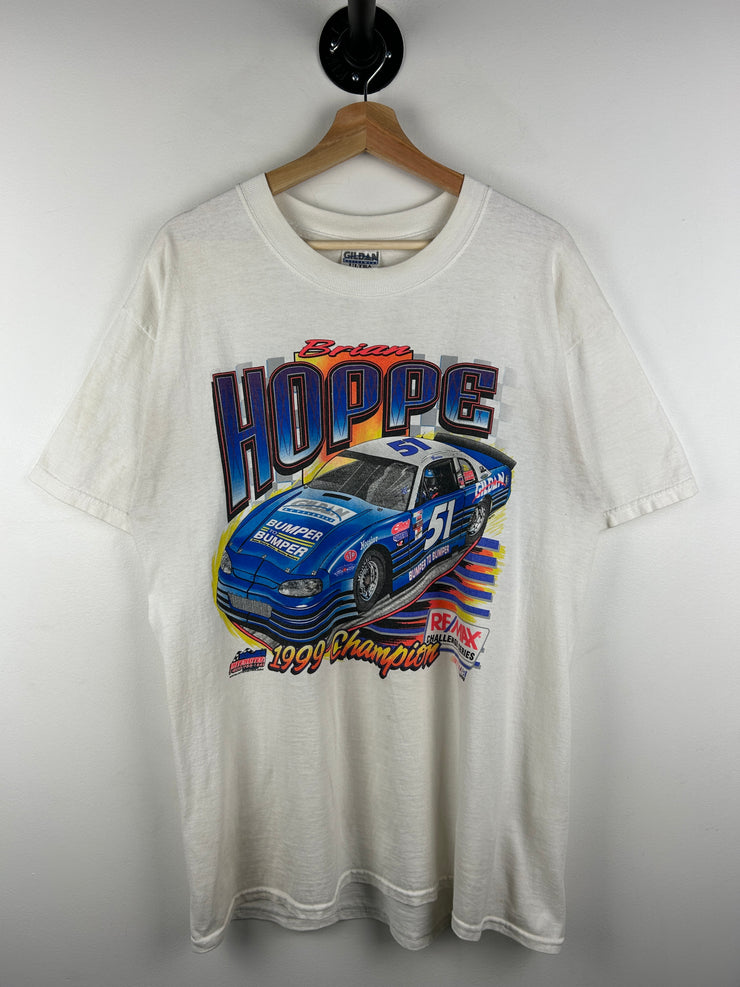 Vintage 90s Nascar Brian Hoppe Gildan White Tee
