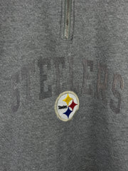 Vintage 90s NFL Pro Player Pittsburgh Steelers Embrodiered Grey Quarter Zip Sweater