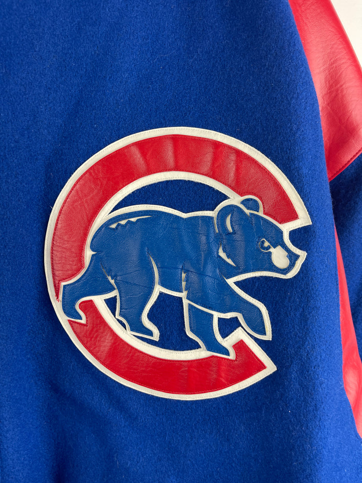 Vintage 90s MLB Jeff Hamilton Chicago Cubs Blue Wool & Leather Varsity Jacket